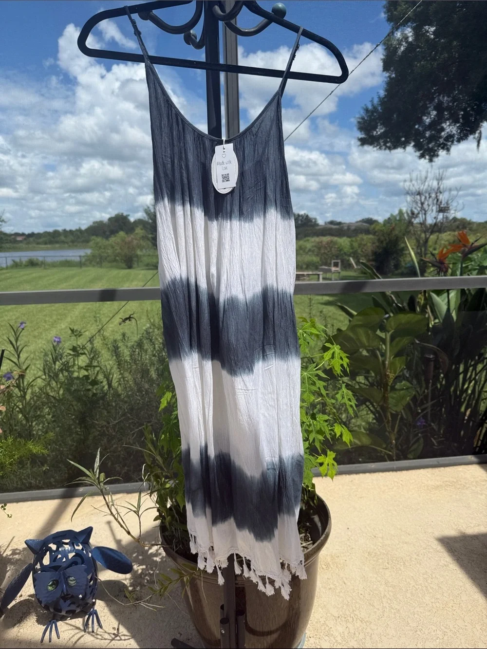 Black & White Tie-Dye Maxi Swim Coverup Dress